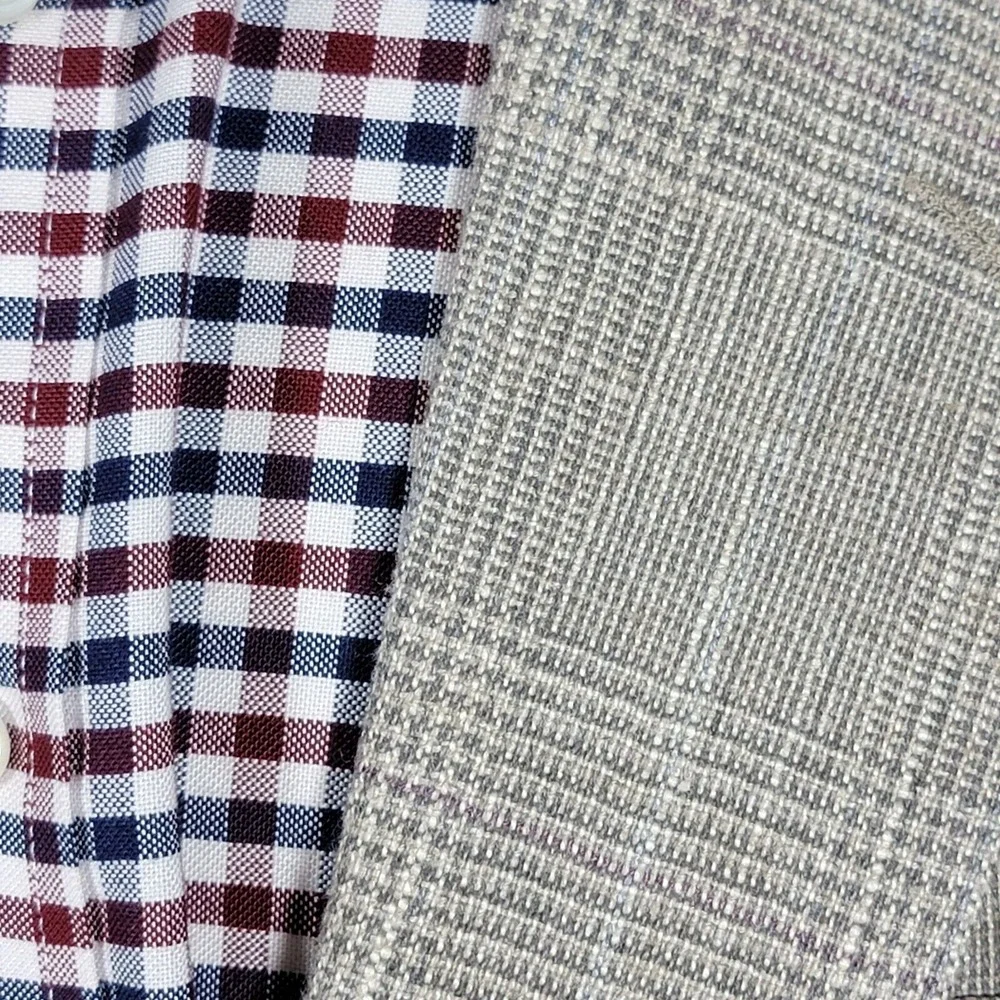 VTG Haggar Imperial Men's Sport Coat Blazer Two Button Gray‎ Beige Plaid 44L